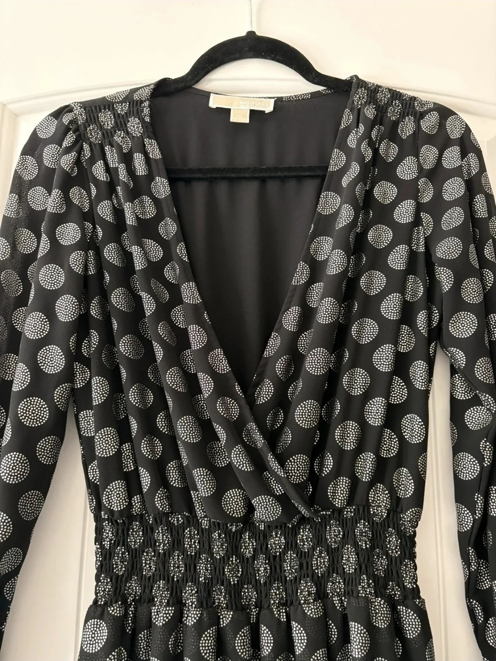 Michael Kors Elegant Black and White Polka Dot Midi Dress. NWOT